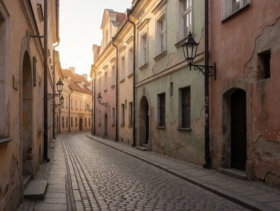 Ulica Starego Miasta w Lublinie w ciepłym świetle popołudnia